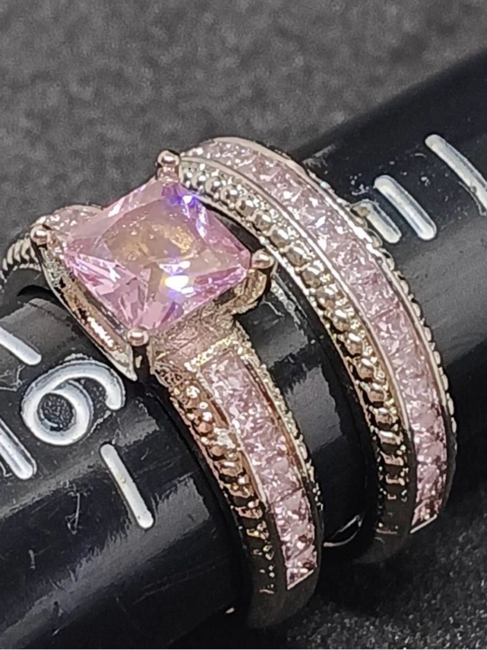 925 Pink Cubic Zirconia Sterling Silver Ring Set